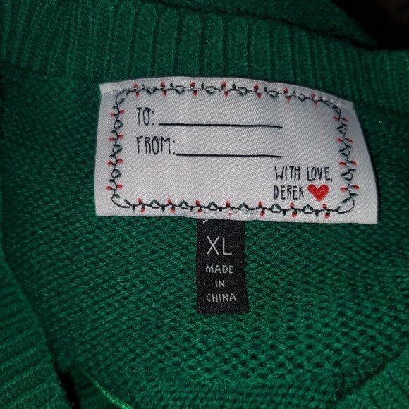 Ugly Christmas Sweater Penguin Christmas Green Sweater Size XL - Picture 10 of 15